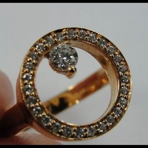 Rare 18k Pink Gold Movado Ono Diamond Ring Size 6